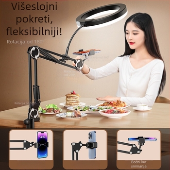 Držač za mobitel za vertikalnu/iznad fotografiju s rasvjetom — stolno postavljanje, 10-50W, 110V, model F10, višestupanjsko podešavanje