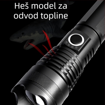 Vanjska taktička LED svjetiljka, 20W, 2200mAh baterija, punjiva, domet 100–200 m