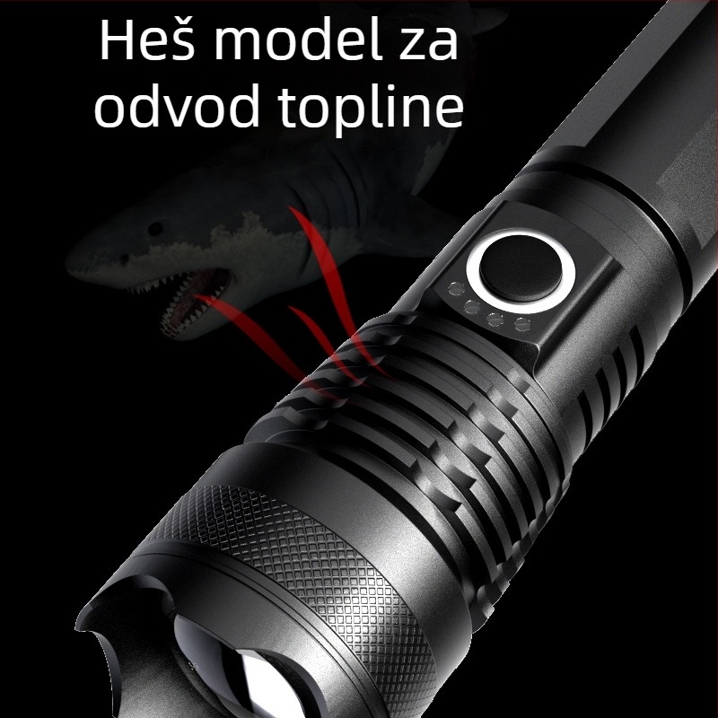 Vanjska taktička LED svjetiljka, 20W, 2200mAh baterija, punjiva, domet 100–200 m