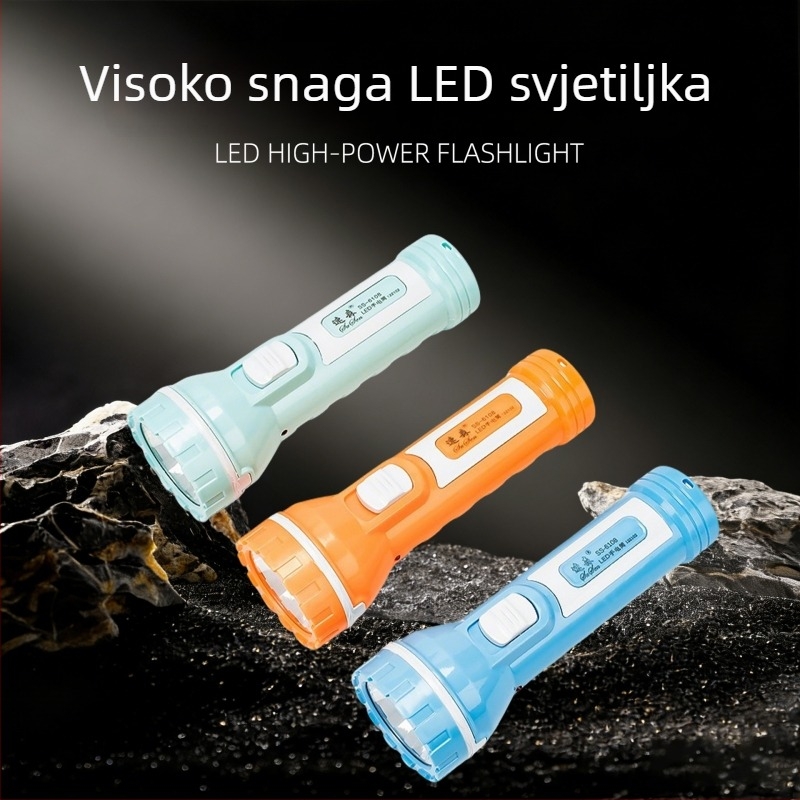 Hitna LED prijenosna baterijska svjetiljka – Susen, 3W LED, ručno napajanje, 500 mAh baterija, ponovno punjiva uz uključeni punjač, domet zrake 100–200 m