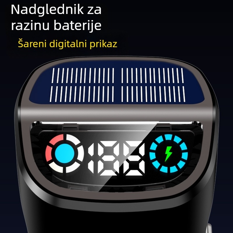 Fener s tri LED diodama, solarno napajanje, digitalni prikaz, 10W, 400mAh