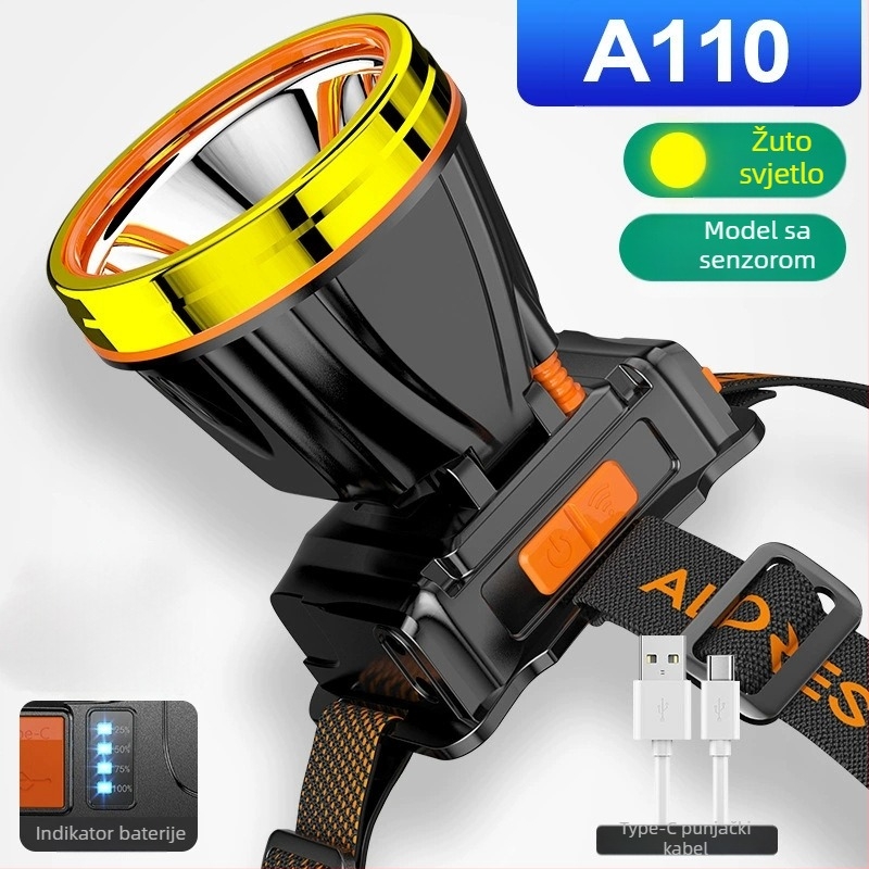 Čelna LED lampica za vanjsku upotrebu – 10W, 2200mAh, ručno napajanje, domet 200–500 m