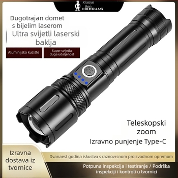 Kamperska svjetiljka s podesivim zumom, nužno osvjetljenje, ručno punjenje i funkcija power bank, domet 200-500 m