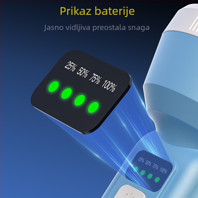 Yagrids LED mini punjiva svjetiljka s ručnim punjenjem, 1500 mAh baterija, 360° okret, domet zrake do 500 m