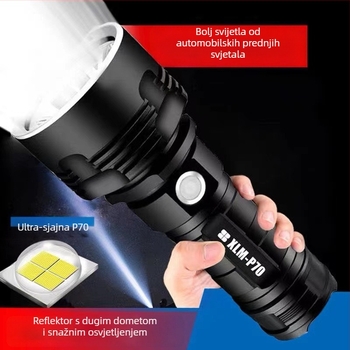 P70 LED svjetiljka, 50W, 6800mAh, domet do 500 m, aluminijska legura, USB punjenje