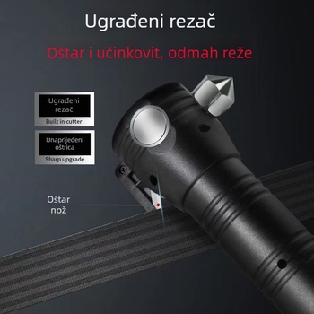 Hitna auto LED svjetiljka s COB LED, solarno napajanje, power bank i čekić za razbijanje stakla
