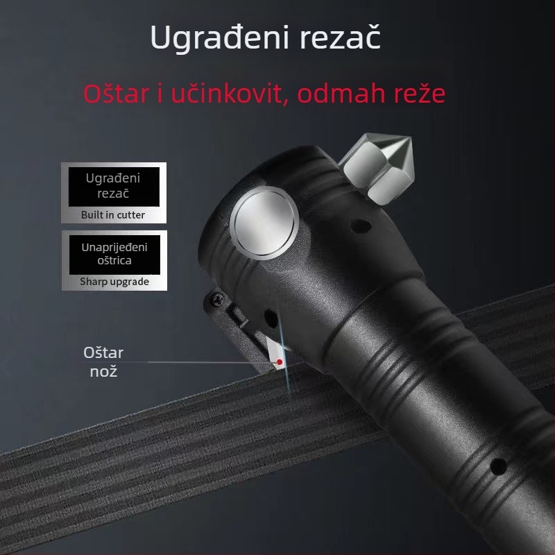 Hitna auto LED svjetiljka s COB LED, solarno napajanje, power bank i čekić za razbijanje stakla
