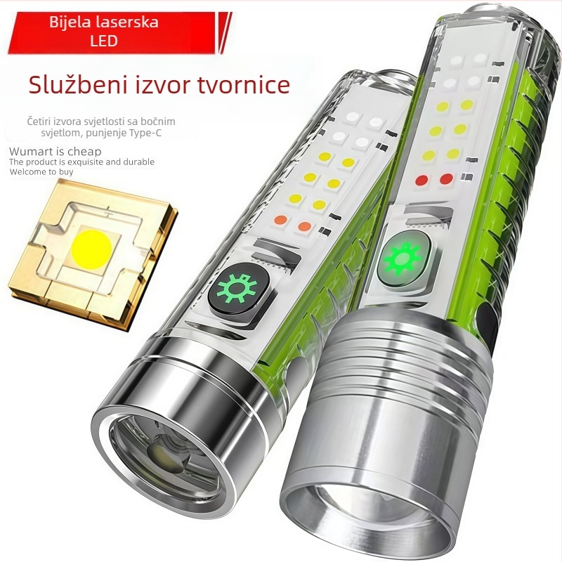 LED svjetiljka za ključni lanac, 350+ lm, 1500 mAh, punjiva, optički zoom, domet 100–200 m