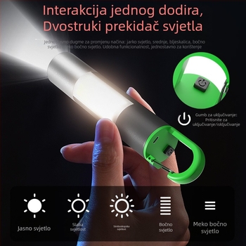 Kemping ručna svjetiljka s izvorom svjetla u obliku žarulje, baterija 800 mAh, snaga 1W, punjenje, domet 50–100 m