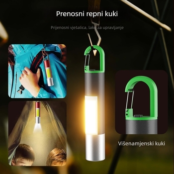 Kemping ručna svjetiljka s izvorom svjetla u obliku žarulje, baterija 800 mAh, snaga 1W, punjenje, domet 50–100 m