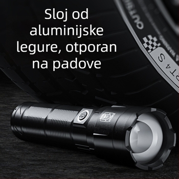 LED svjetiljka za kampiranje, 360° rotacija, punjiva, domet 500 m, 15W, 7200