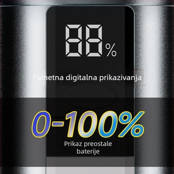 LED COB svjetiljka s ručnim pogonom, aluminijsko tijelo, USB punjenje, domet 100–200 m, trajanje baterije 4 h