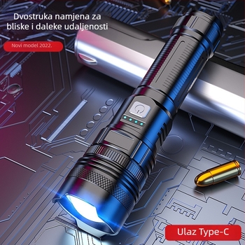 LED svjetiljka s optičkim zumom, USB punjenjem, vodootporna, domet 500 m i više, baterija 3000 mAh