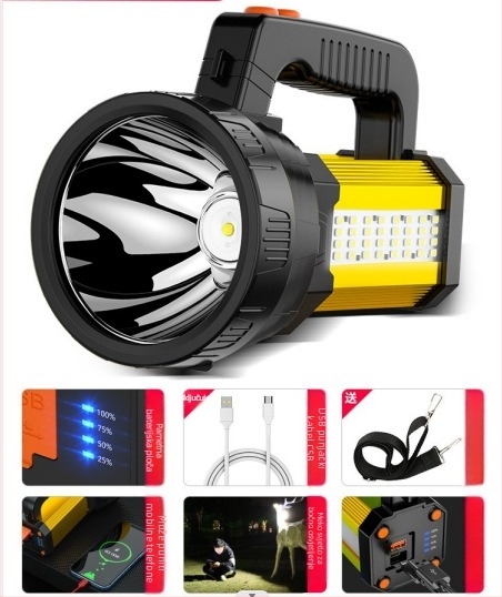 LED fenjer za kampiranje s USB punjenjem, 15W, tijelo od aluminijske legure, 8000 mAh, domet više od 500 m