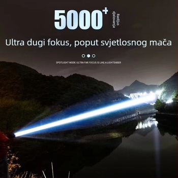 LED baterijska svjetiljka Eagle Eye od aluminijske legure, 30W, baterija 5000mAh, 360° okretna glava, optični zoom, domet preko 500 m