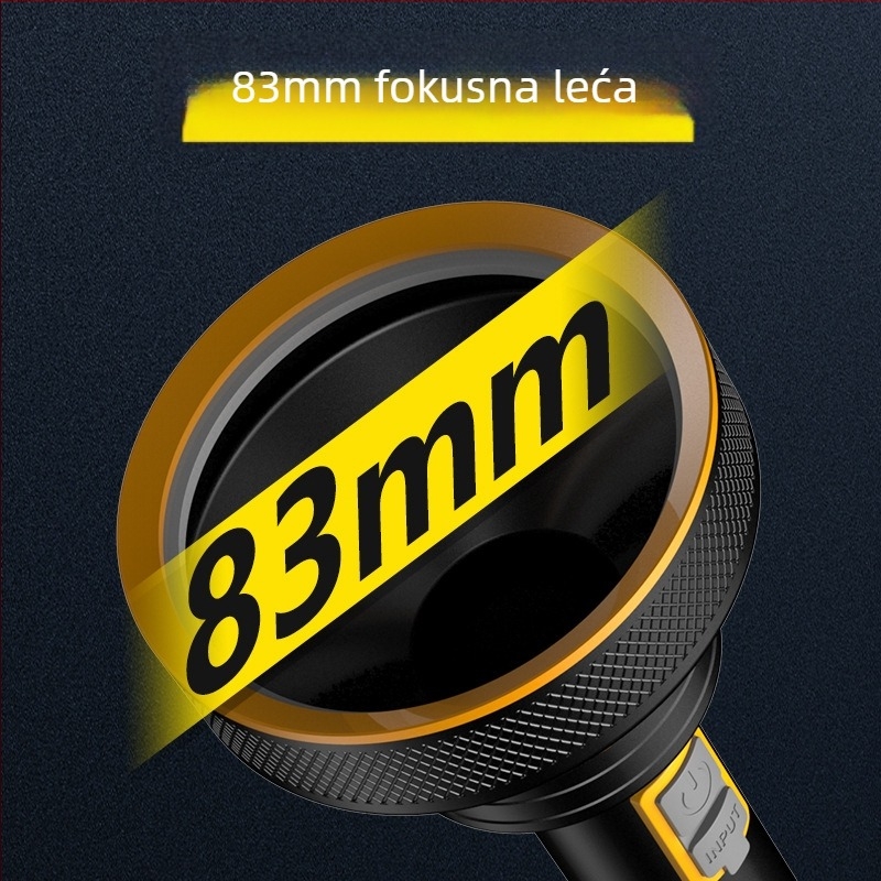 Ručna LED svjetiljka od aluminijske legure s integriranom baterijom, 300 lm, domet 100 m, trajanje punjenja 3 sata