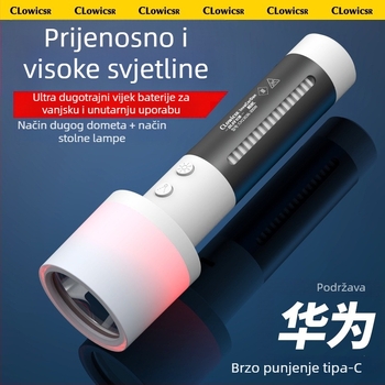 LED svjetiljka: snažna LED dioda, punjiva, prijenosna za kampiranje, baterija 18650 3200mAh, Type-C izravno punjenje, 30W, domet preko 500 m