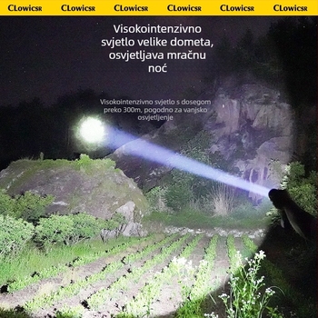 LED svjetiljka: snažna LED dioda, punjiva, prijenosna za kampiranje, baterija 18650 3200mAh, Type-C izravno punjenje, 30W, domet preko 500 m