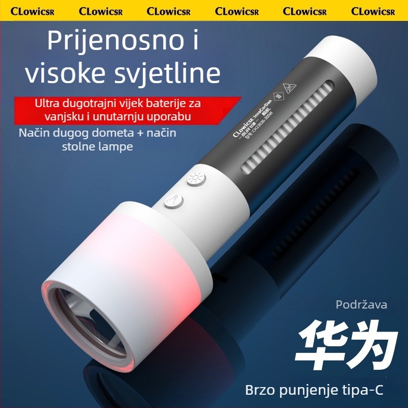 LED svjetiljka: snažna LED dioda, punjiva, prijenosna za kampiranje, baterija 18650 3200mAh, Type-C izravno punjenje, 30W, domet preko 500 m