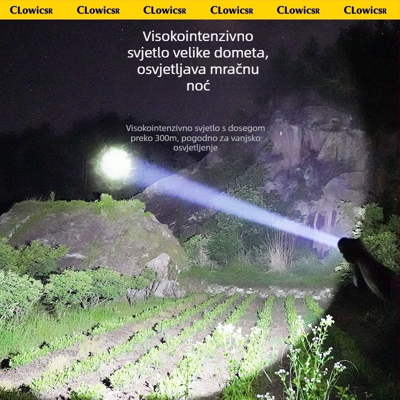 LED svjetiljka: snažna LED dioda, punjiva, prijenosna za kampiranje, baterija 18650 3200mAh, Type-C izravno punjenje, 30W, domet preko 500 m