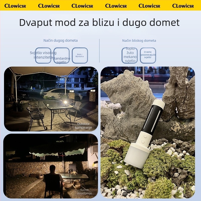 LED svjetiljka: snažna LED dioda, punjiva, prijenosna za kampiranje, baterija 18650 3200mAh, Type-C izravno punjenje, 30W, domet preko 500 m
