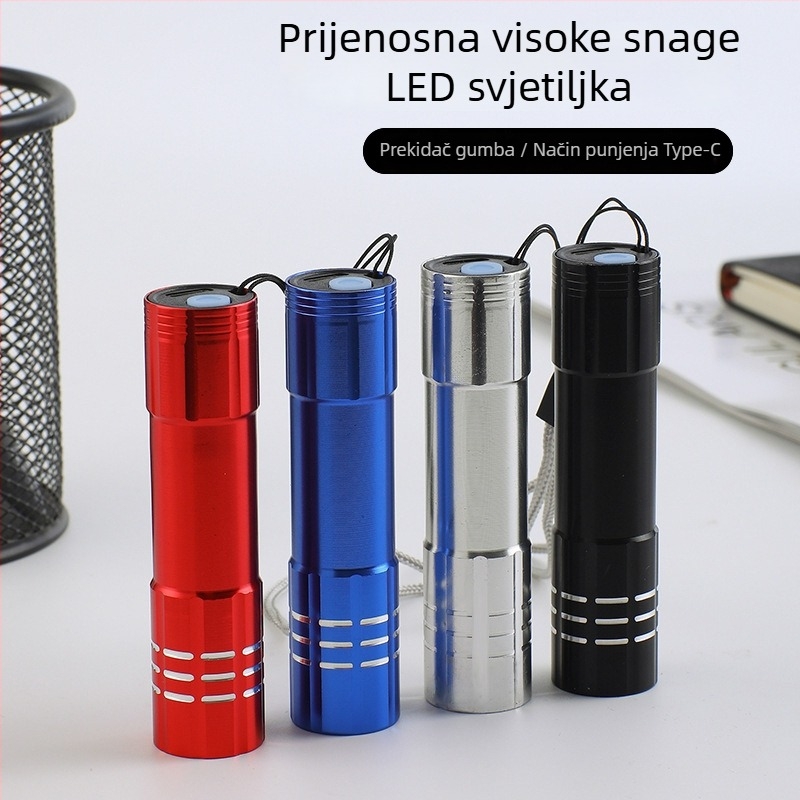 Mini ručna baterijska svjetiljka, kućište od aluminijske legure, LED 5W, IPX4, domet 100 m