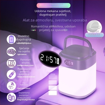 Noćna lampica s daljinskim upravljačem, ugrađena baterija, sat, ambijentalno osvjetljenje