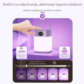 Noćna lampica s daljinskim upravljačem, ugrađena baterija, sat, ambijentalno osvjetljenje