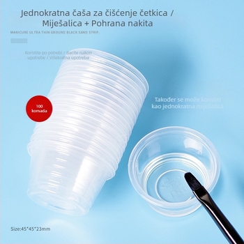 100 jednokratnih čašica za pranje manikuralnih četkica, s graviranim cvjetnim dizajnom, plastična PP kutija za pohranu nakita