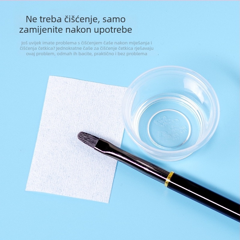 100 jednokratnih čašica za pranje manikuralnih četkica, s graviranim cvjetnim dizajnom, plastična PP kutija za pohranu nakita