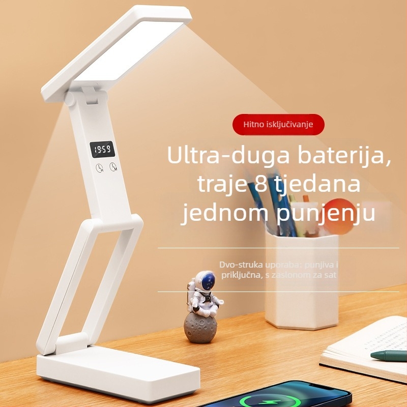 Skuljena stolna lampa s digitalnim zaslonom, ugrađena baterija i funkcija Power Bank, dodirno upravljanje, ABS sjenilo, CRI ≥ 90