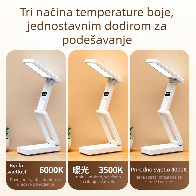 Skuljena stolna lampa s digitalnim zaslonom, ugrađena baterija i funkcija Power Bank, dodirno upravljanje, ABS sjenilo, CRI ≥ 90