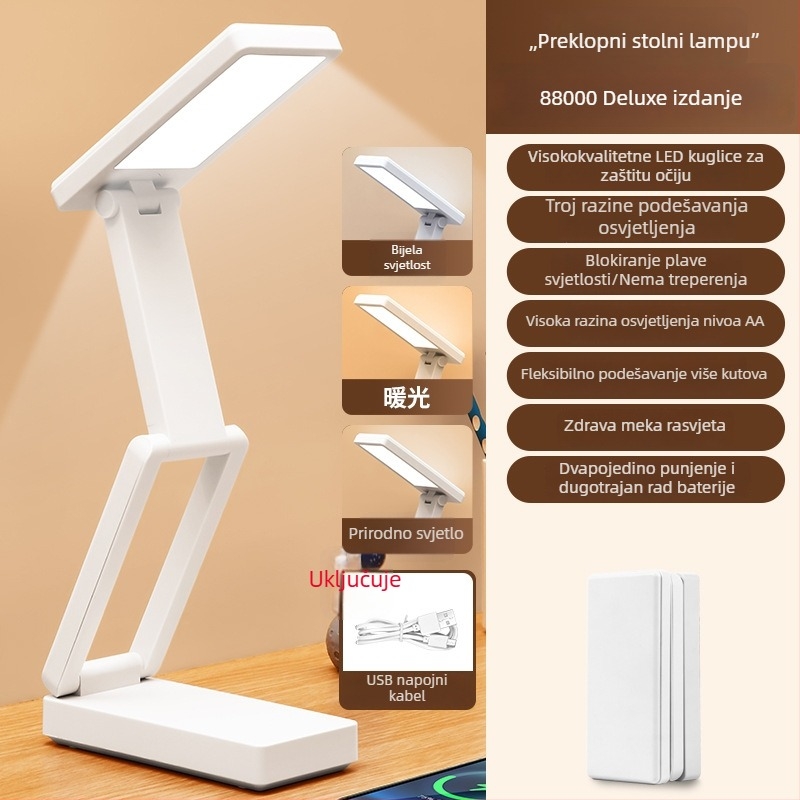 Skuljena stolna lampa s digitalnim zaslonom, ugrađena baterija i funkcija Power Bank, dodirno upravljanje, ABS sjenilo, CRI ≥ 90