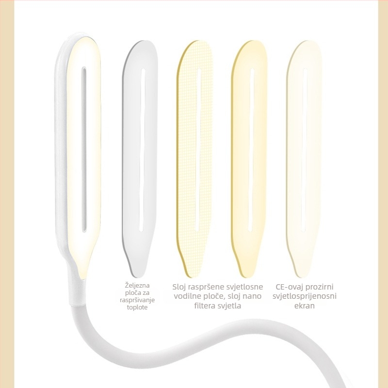 LED klips stolna lampa s USB punjenjem, dodirno trostruko podešavanje osvjetljenja, ugrađena baterija 18650 za dječju studijsku lampu