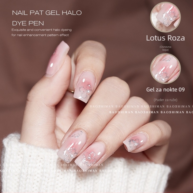 Silikonska četkica za nokte – ponovno upotrebljiva, Baoshiman, alat za nokte, materijal: cirkon + plastika + nehrđajući čelik, 1 kom