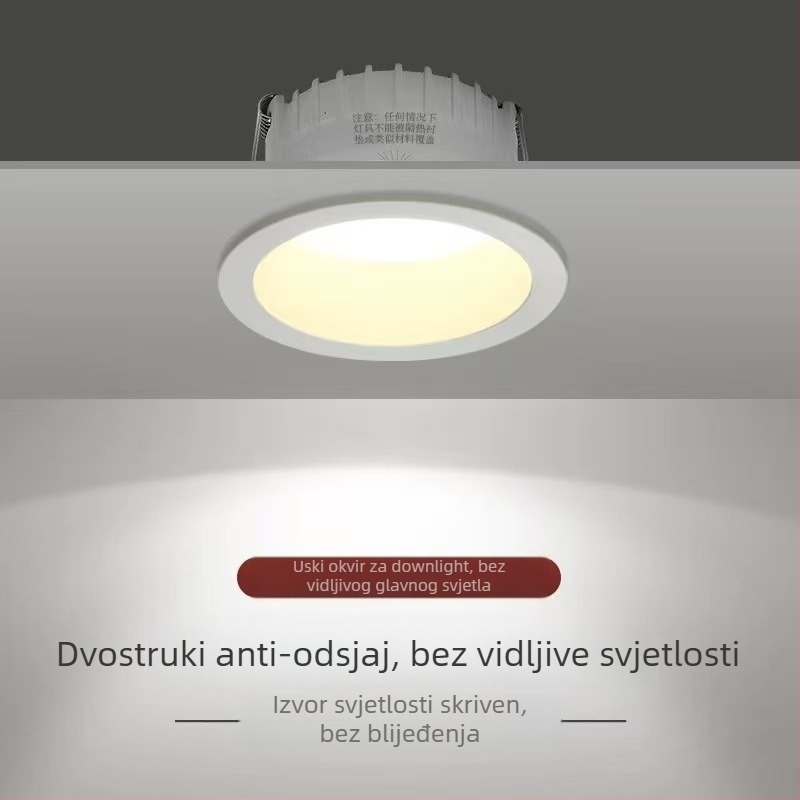 LED downlight s skrivenom ugradnjom (220V, CRI 80–89, temperatura boje: topla/neutralna/bijela/promjenjiva)