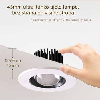 Ugrađeni LED ultra-tanki zidni downlight za dnevni boravak, 220V, CRI≥95, aluminijsko kućište, zidno upravljanje