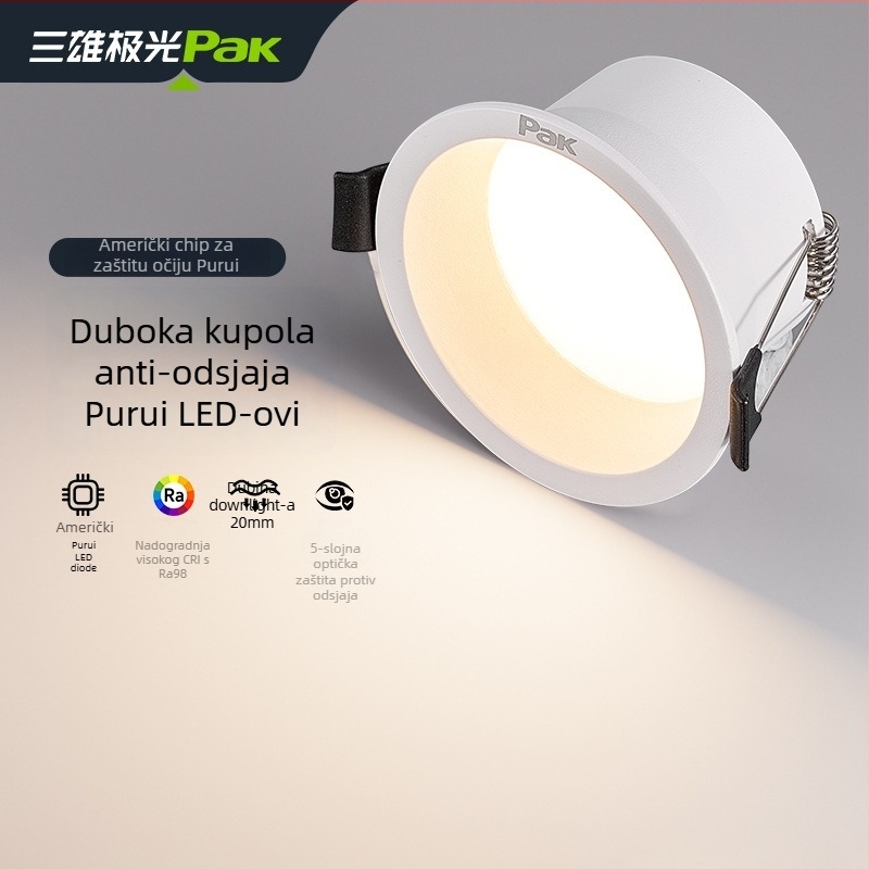 LED downlight, skrivena ugradnja, otvor 75 mm, 220V, CRI ≥ 90