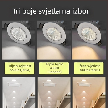 LED ugrađeni stropni spot s antirefleksijskim dizajnom, 220V, upravljanje prekidačem na zidu, PVC kućište, CRI 70–79