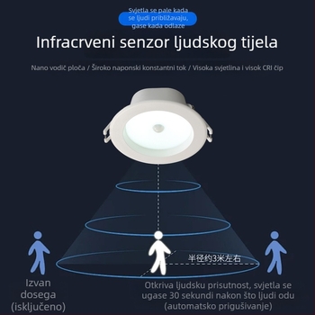 Ugradni LED downlight s radarskim senzorom pokreta, skrivena instalacija, inteligentna kontrola, 6–10W, 220V
