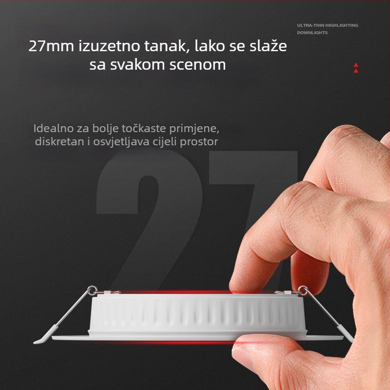 LED downlight s ugrađenom instalacijom, 12W, 220V, 3000K/4000K/6000K