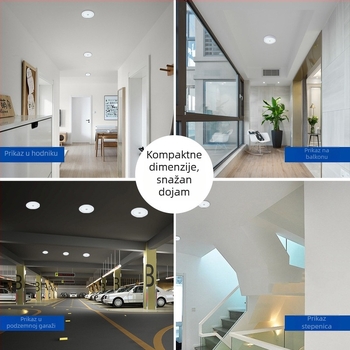 LED downlight s PIR senzorom, aluminijsko kućište, 85–265V, vijek trajanja 80.000 h, Energetska klasa 5