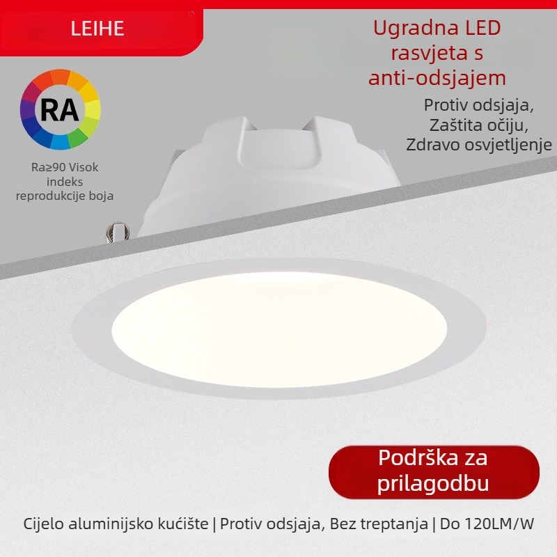 Downlight s COB LED, skrivena instalacija, 220V, CRI ≥90, 3000K/3500K/4000K/5700K