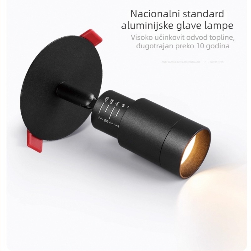 Ugrađena LED fokusna spot svjetiljka, podesivi snop 3–60°, PD363, 220V, aluminijsko kućište