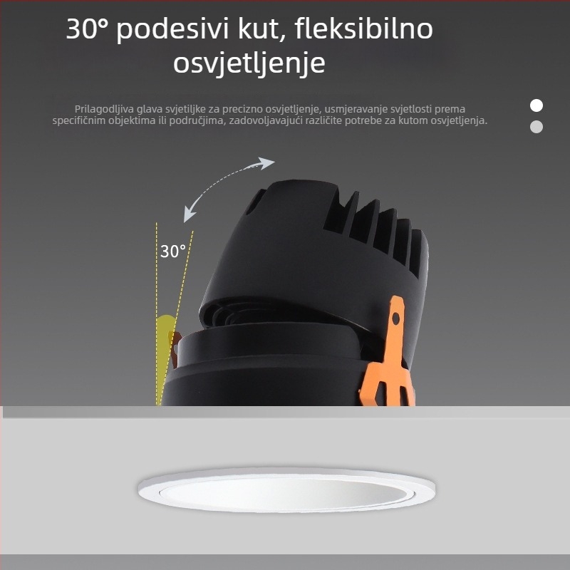LED tubasti reflektor sa Smart Bluetooth MESH2.0, zaštita očiju, ugrađeni COB, 220V, CRI ≥95, kontinuirano podešavanje svjetla i boje, aluminijsko kućište