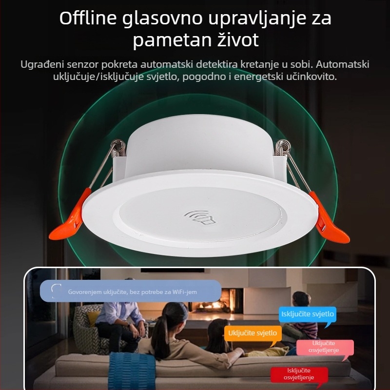 LED downlight s inteligentnim radarom za otkrivanje pokreta i upravljanje svjetlom - LED izvor, napon ≤36V, CRI 80–89, skrivena montaža