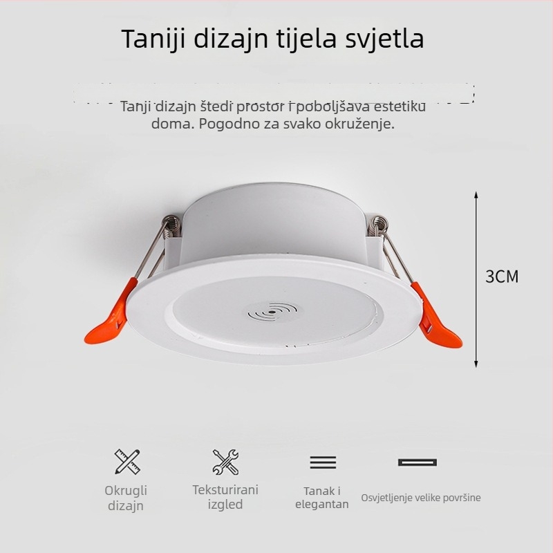 LED downlight s inteligentnim radarom za otkrivanje pokreta i upravljanje svjetlom - LED izvor, napon ≤36V, CRI 80–89, skrivena montaža