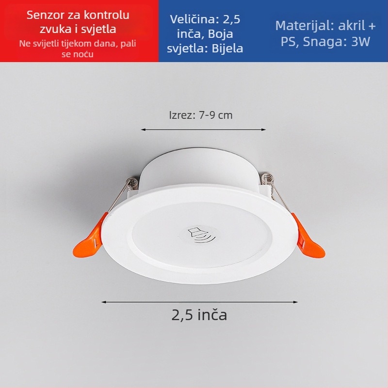 LED downlight s inteligentnim radarom za otkrivanje pokreta i upravljanje svjetlom - LED izvor, napon ≤36V, CRI 80–89, skrivena montaža