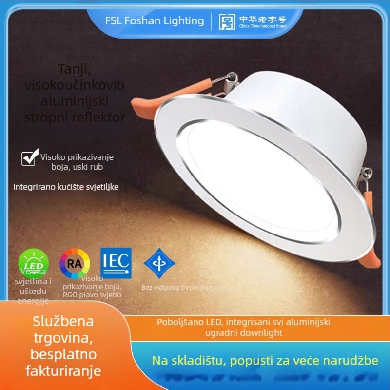 LED downlight za plafon – ultra-tanki aluminijski kućište, skrivena ugradnja, 6500K dnevna svjetlost, 220V, CRI 70–79