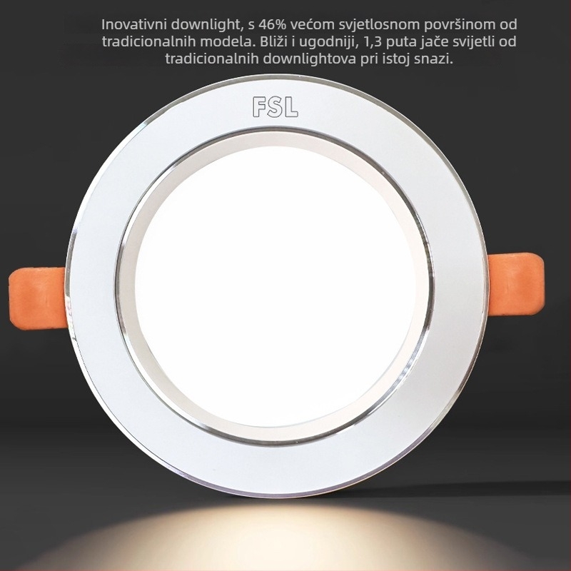 LED downlight za plafon – ultra-tanki aluminijski kućište, skrivena ugradnja, 6500K dnevna svjetlost, 220V, CRI 70–79